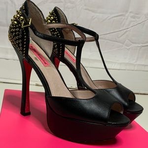 Betsey Johnson, gold studded platforms